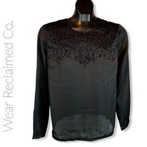🆕 BUFFALO DAVID BITTON Beaded Black Formal Blouse